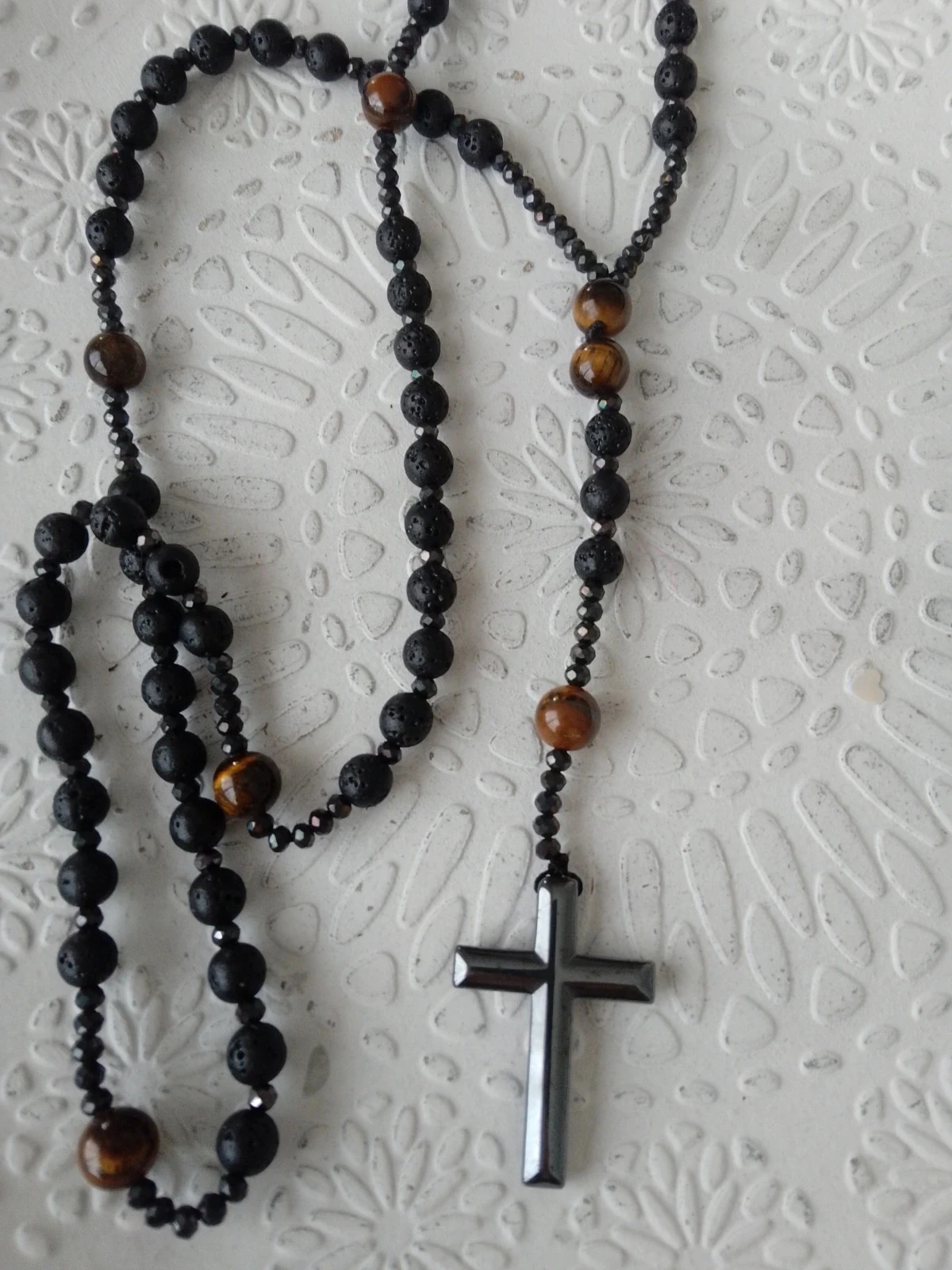 Chapelet religieux en pierres naturelles